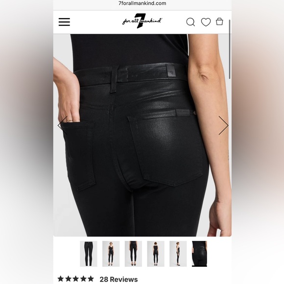 NWOT 7 FOR ALL MANKIND B(AIR) High Waisted Ankle Skinny Jean in Coated Black 27 - Picture 16 of 16